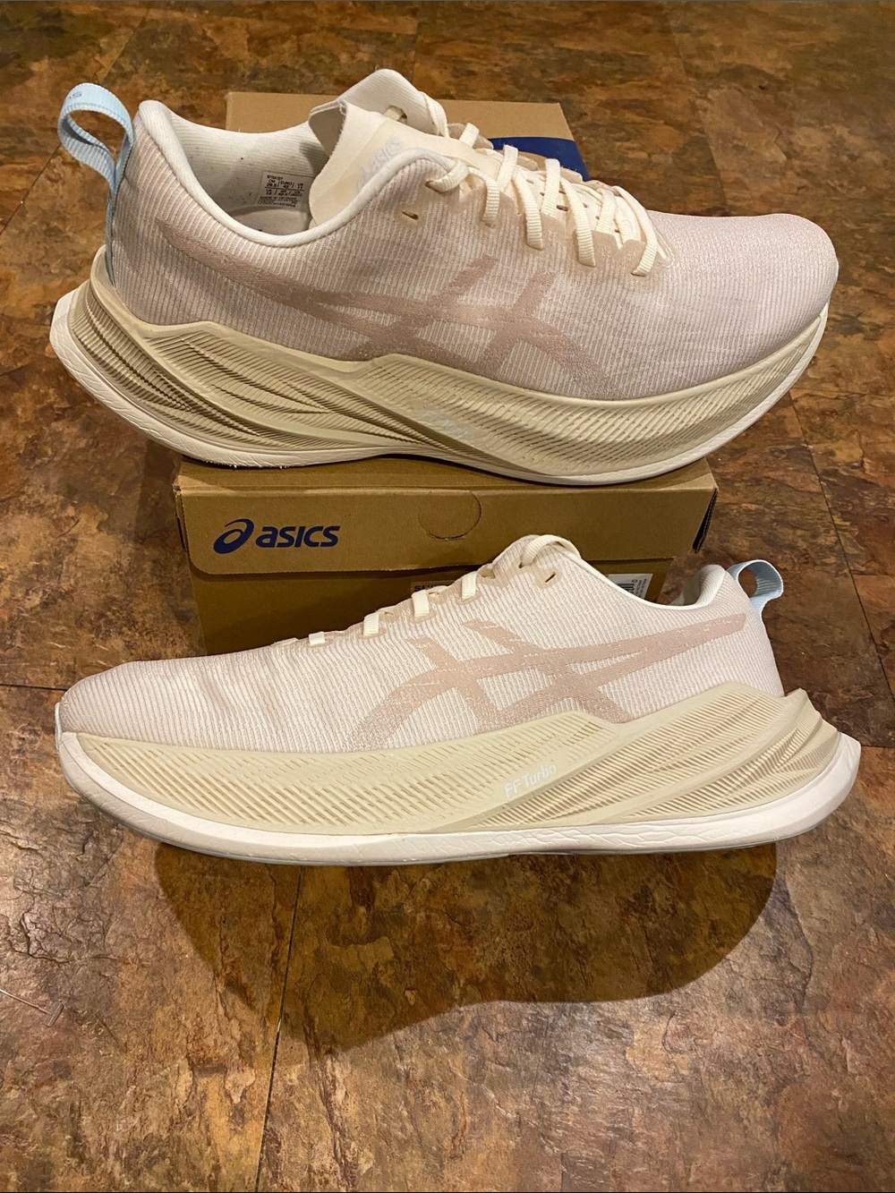 Asics SuperBlast 1 Cream & Light Blue Super Performance Running Shoes